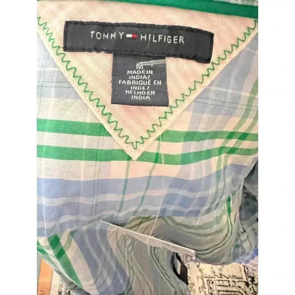 TOMMY HILLFIGER NWT plaid button up tied cap sleeve womens size medium - Picture 7 of 8